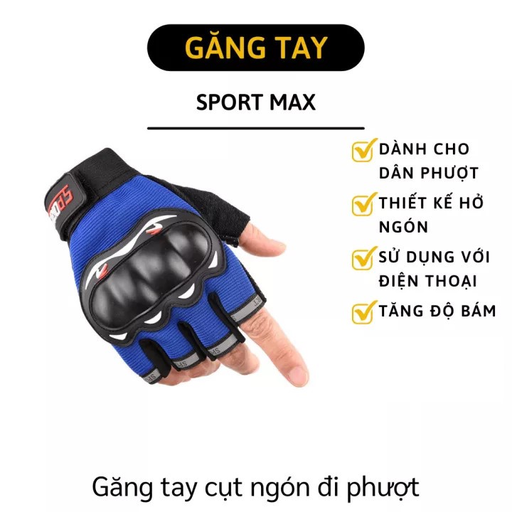  Bộ Găng Tay đi phươt, tập gym, thể thao , cá tính và mạnh mẽ đa năng Dành Cho Phượt Thủ , Gymer (Hở Ngón) - Màu Xanh Dương 