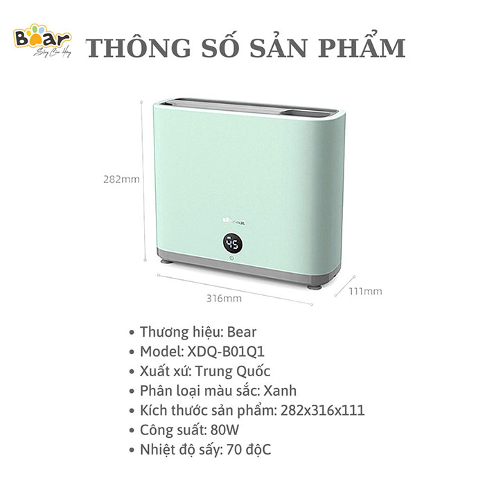 Máy Sấy Tiệt Trùng Dao Thớt Đũa BEAR XDQ-B01Q1 - Hàng Chính Hãng