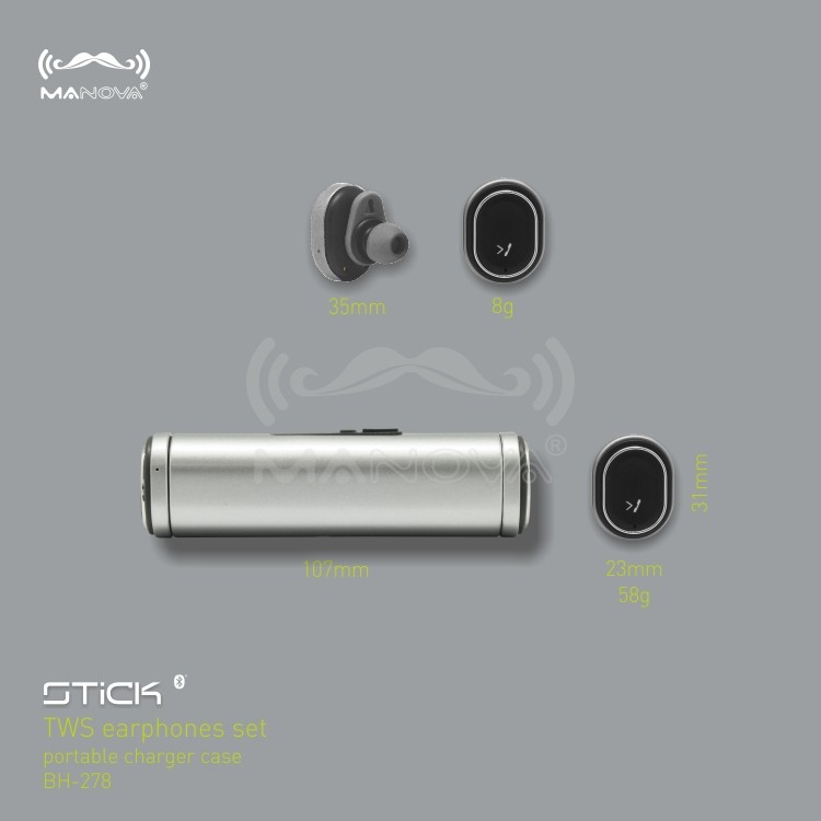 Tai Nghe Bluetooth Không Dây Manova Stick Âm Thanh Nổi Chất Lượng Cao – Hàng Chính Hãng