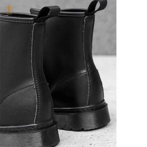 Giày da nam TRAZ combat boot cổ lửng buộc dây đế chunky khâu chắc chắn, cao cổ độn đế tăng chiều cao bằng cao su