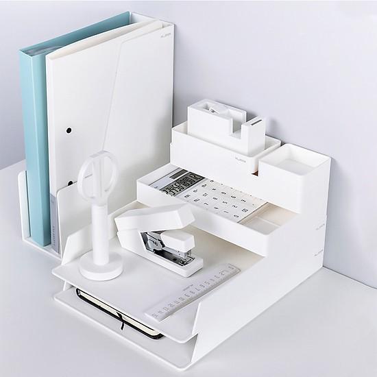 Set kệ văn phòng cao cấp Nusign - gồm 13 sản phẩm có cắt băng dính - Màu trắng - 1 bộ - NS003