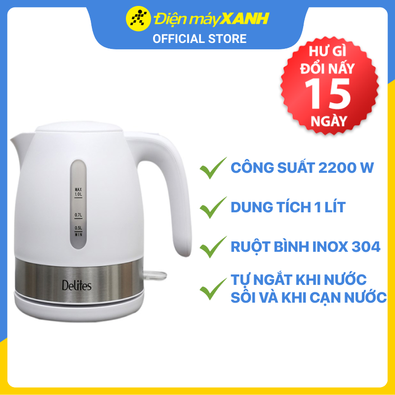 Bình siêu tốc Delites 1 lít ST10P01 - Hàng chính hãng