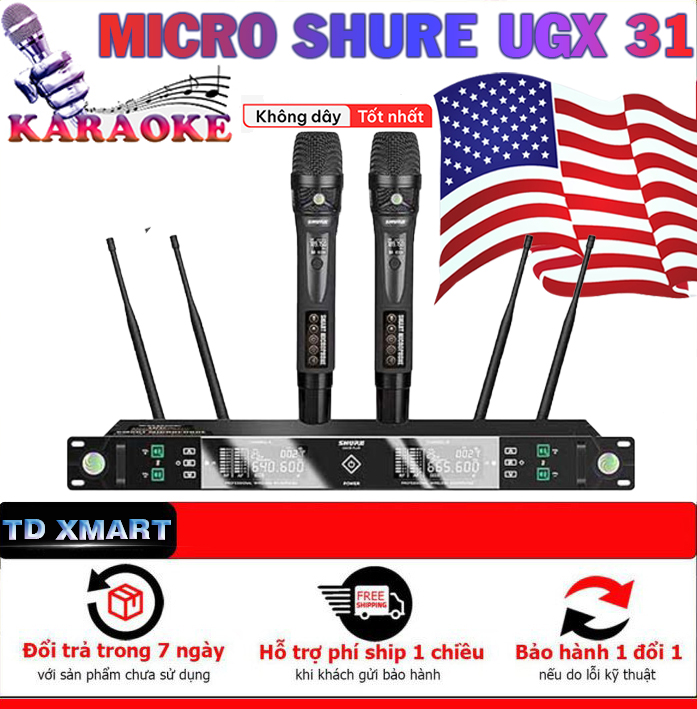 Micro Không Dây SHURE UGX30 PLUS -  Âm Thanh Cực hay - Chống Hú Tốt - Hàng Chính Hãng