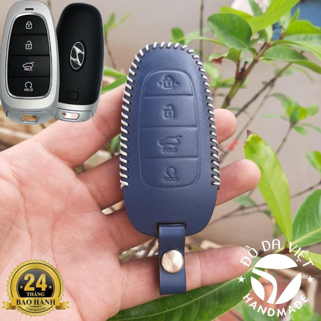 Bao Da Chìa Khóa ô tô Hyundai Santafe 21-23, Tuccson 2022 - 2023 Da bò thật , Bảo hành 2 năm