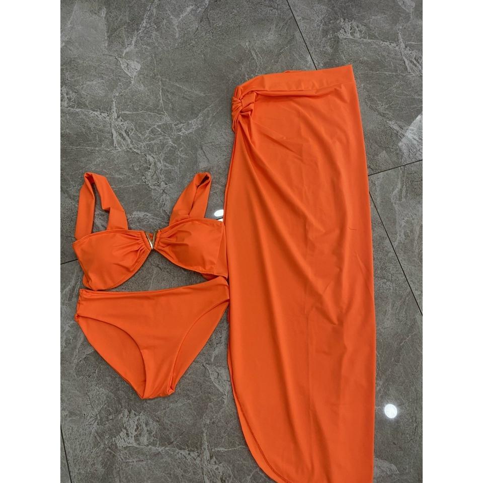 SET 3 MÓN BIKINI, ĐỒ BƠI ĐI BIỂN ÁO CỔ V QUẦN CHIP KÈM QUÂY RÚT MẪU MỚI ODERI BM-114