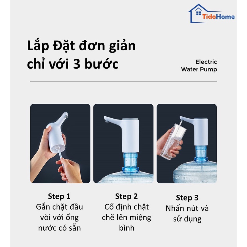 Vòi Bơm Nước Tự Động Đa Năng , Đầu Bơm Thông Minh Rót Nước Rảnh Tay Từ Binh Lọc - HÀNG CHÍNH HÃNG MINIIN