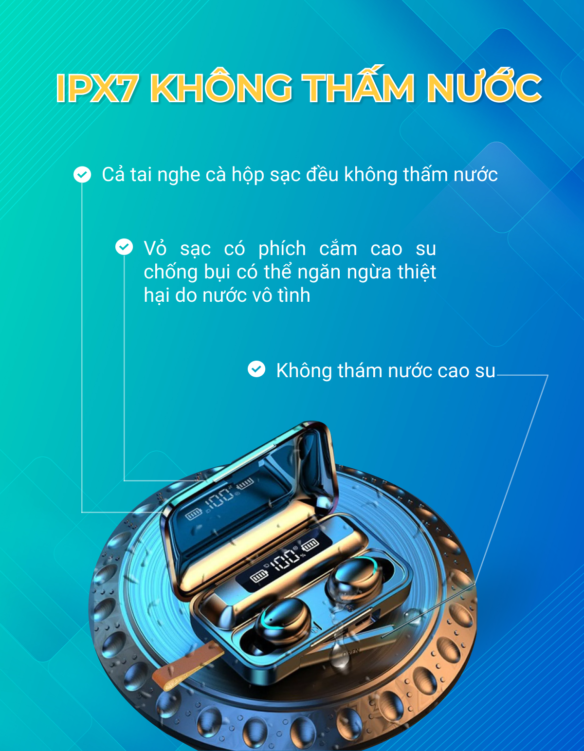 Tai Nghe Bluetooth Không Dây Kiêm Pin Sạc Dự Phòng The Deosd TD C200S - Hàng Chính Hãng