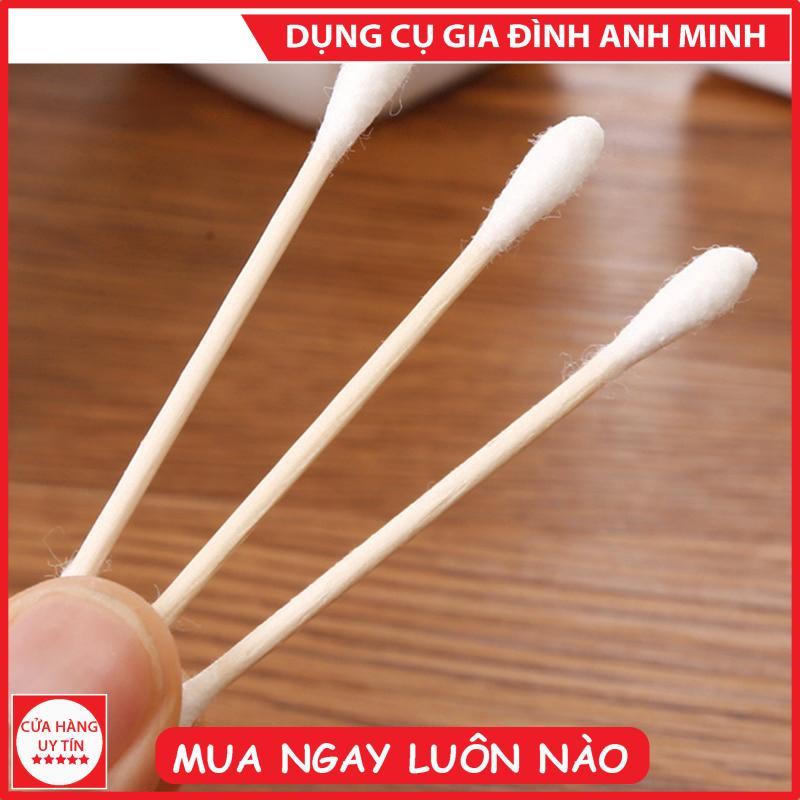 Tăm Bông ngoáy tai thân gỗ tre, mềm mại dễ dàng sử dụng, dụng cụ gia đình Anh Minh