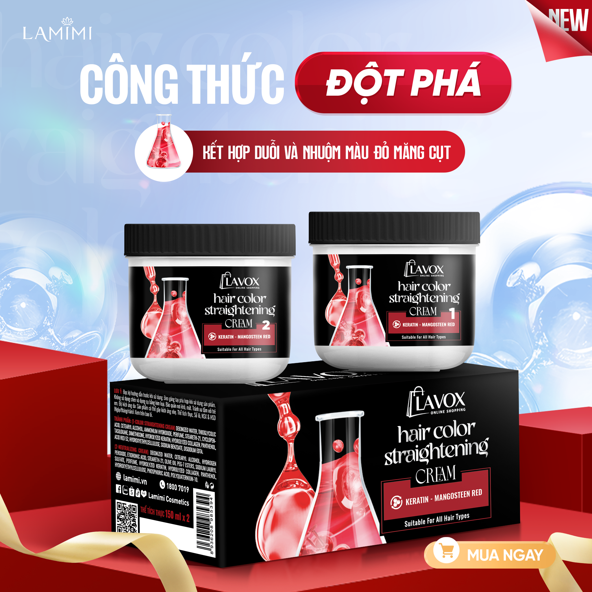 Kem Duỗi Màu Keratin Lavox Online Shopping - Đỏ Măng Cụt