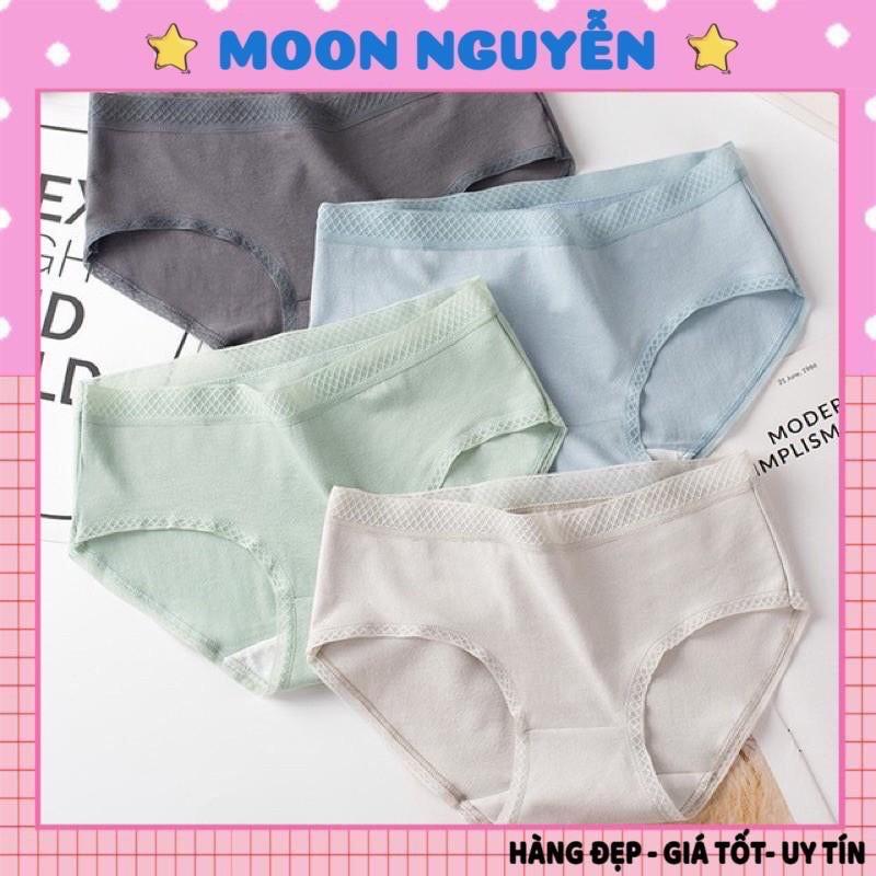 Quần Lót Nữ Cotton Y Tế Phối Cạp Ren Lưới, Diệt Khuẩn combo 10
