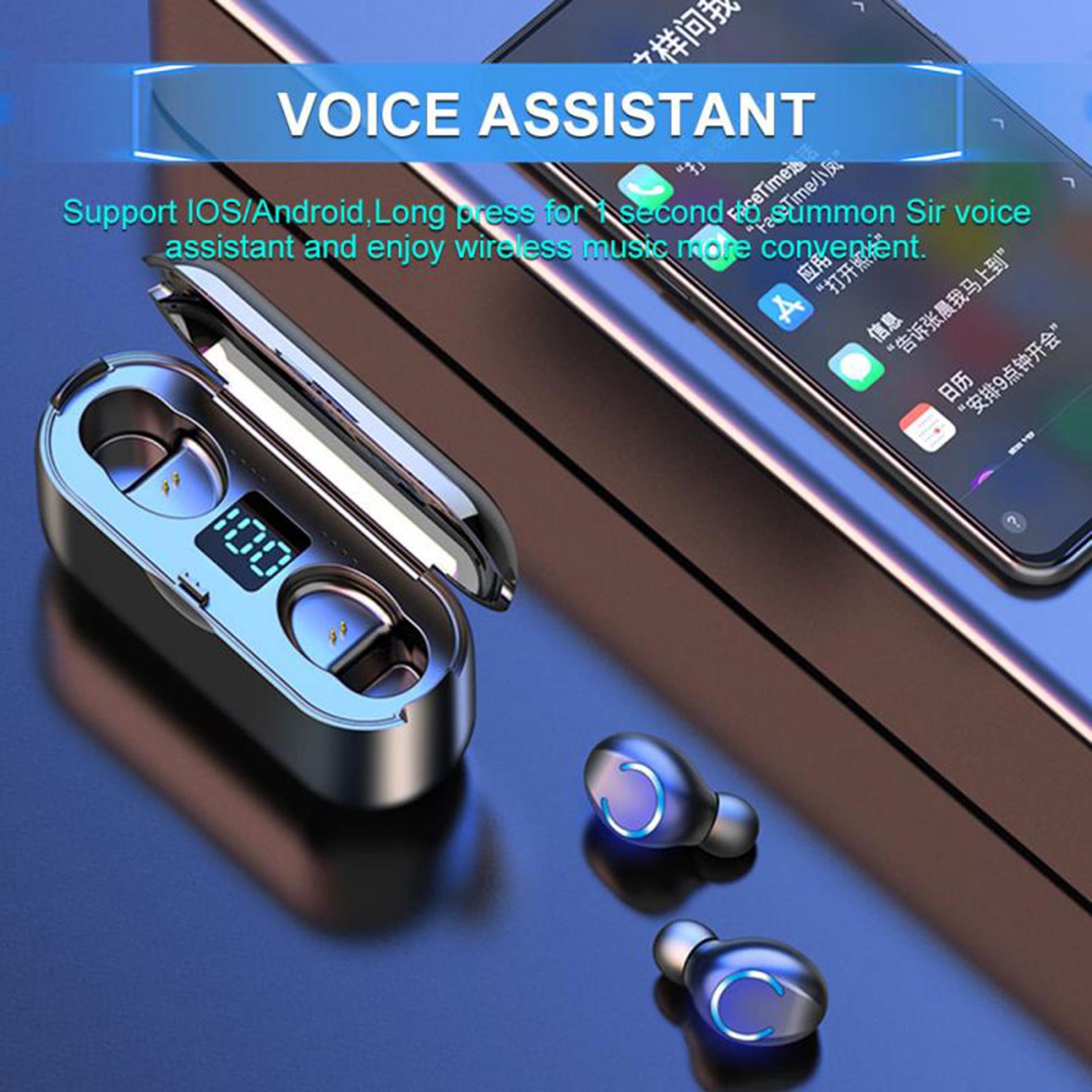 Tai nghe không dây F9 BT5.0 Điều khiển cảm ứng giảm tiếng ồn ánh sáng dịu mát IPX7 Chống nước Hộp sạc 1200mAh Màn hình nguồn