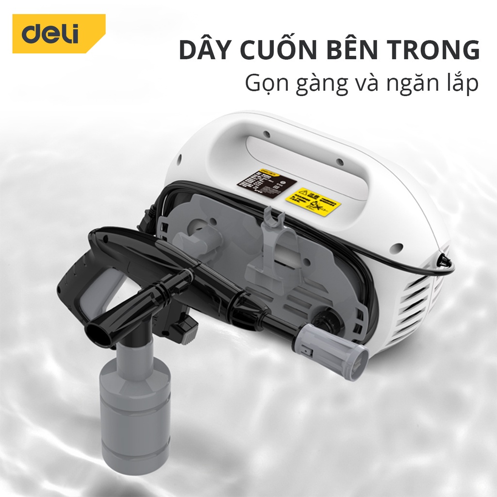 Máy Xịt Rửa DELI Áp Lực Cao 1400W - Bảo Hành 36 Tháng - Phun Rửa Đa Năng, Tối Đa Công Suất, Tiết Kiệm Điện Năng - Dáng Nằm