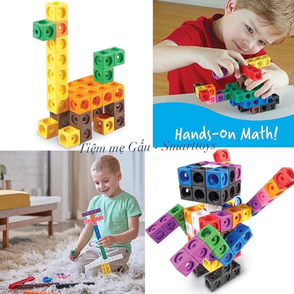 BỘ HỌC TOÁN VÀ XẾP HÌNH SÁNG TẠO MATH LINK CUBES NUMBER BLOCK 100 KHỐI 10 MÀU SẮC