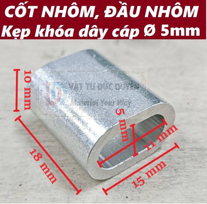 Cốt nhôm đầu nhôm khóa dây cáp [ Ø 5mm ]