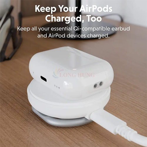 Đế sạc không dây HyperJuice Travel Light Qi2 2-in-1 Magnetic Charging Stand HJ3310WHGL - Hàng chính hãng