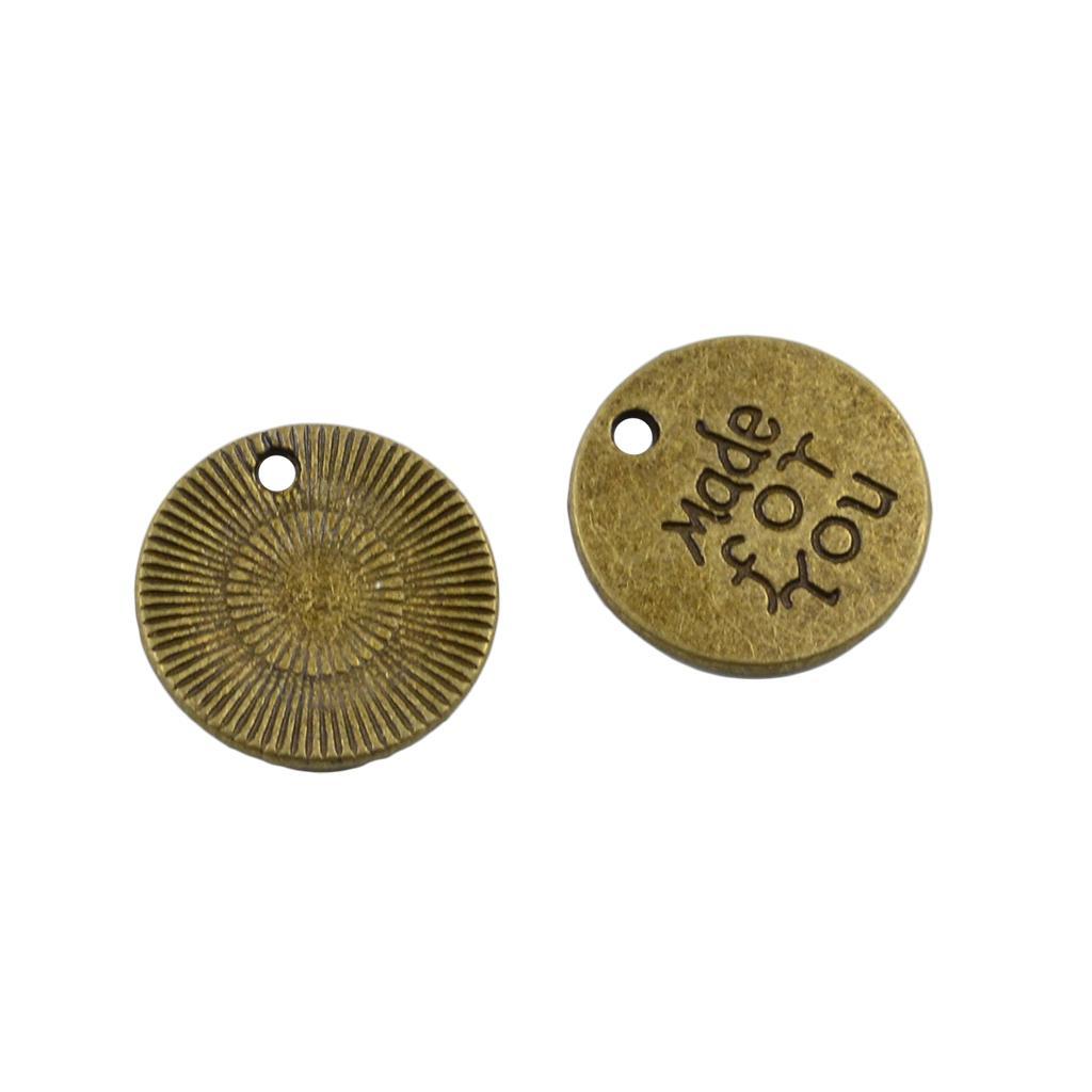 20 Pieces Alloy Round Made for You Pendants Charms Findings for DIY Jewelry Making