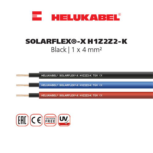 Dây cáp DC HELUKABEL SOLARFLEX-X H1Z2Z2-K | Black | 1 x 4 mm²
