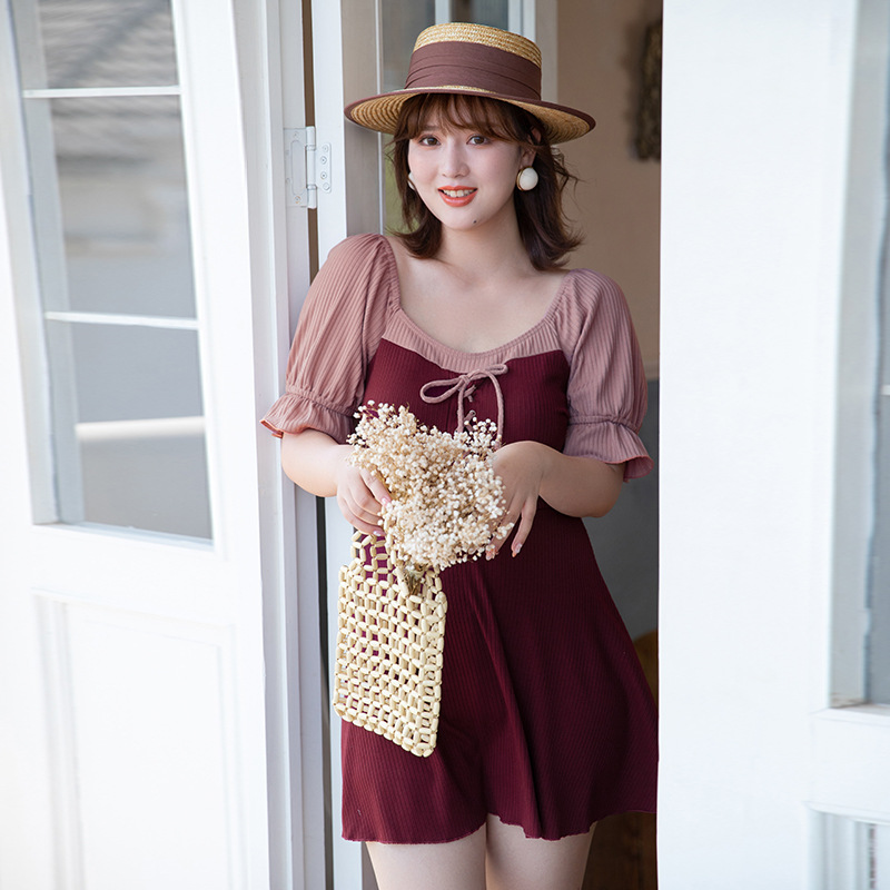 Đồ bơi nữ size lớn đẹp, mẫu liền thân tay ren quyến rũ, hàng cao cấp chất đẹp dày dặn, phom dáng chuẩn, size đến 93kg | KT106
