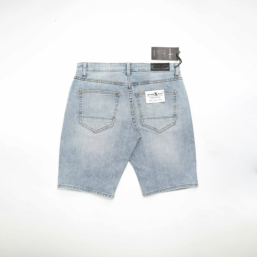 Quần Short Jeans Nam Cao Cấp HUNTER X-RAYS Form Slimfit  Màu Xanh Wash Bạc S37