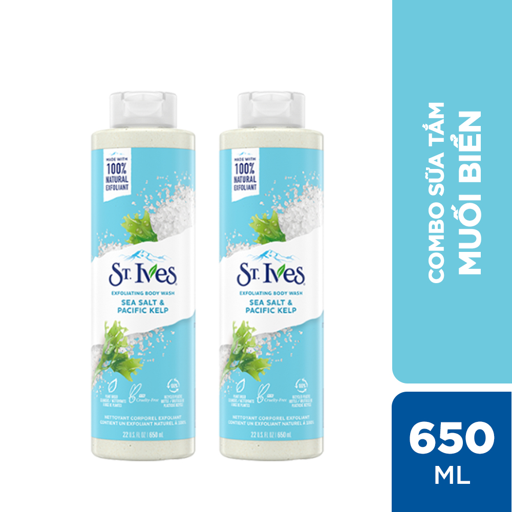 Combo 2 chai Sữa tắm dưỡng da St.Ives Muối biển 650ml