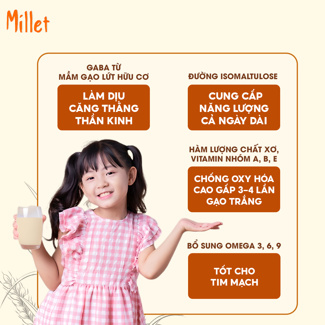 Sữa Hạt Gạo Lứt Hữu Cơ Millet Gói 30g Vị Kê Nhập Khẩu Malaysia Cho Trẻ Từ 3 Tuổi &amp; Cả Gia Đình Bổ Sung Dinh Dưỡng Vegan - 24grains