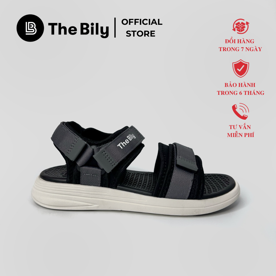 Giày Sandal Nam Nữ Unisex The BiLy Quai Ngang Dây Dù Đế Phylon Siêu Êm Nhẹ Màu Xám-BL10