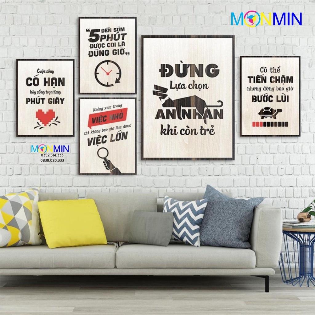 Bộ 5 Tấm Tranh Gỗ Slogan tạo động lực trang trí phòng