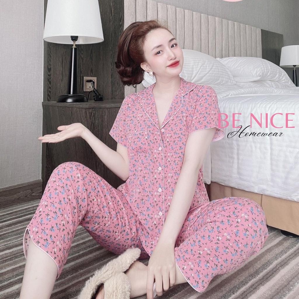 Bộ pijama mặc nhà Be Nice Homewear quần dài tay ngắn chất mango siêu đẹp