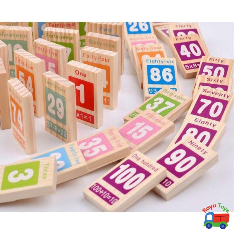 Đồ chơi gỗ thông minh cho bé bộ domino 100 số học toán tiếng anh và xếp hình sáng tạo Montessori, quà tặng sinh nhật