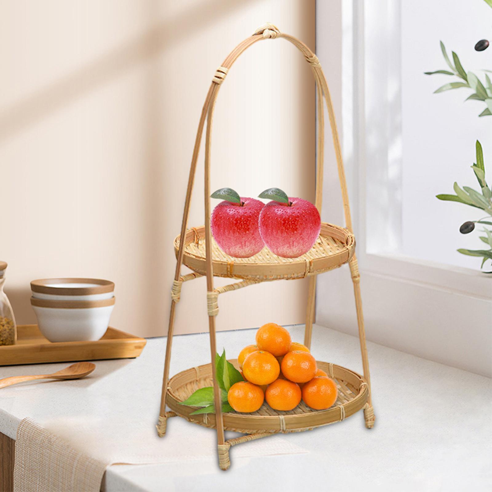 Bamboo Fruit Bowl Kitchen Organizer Decor Fruit Basket for Kitchen Desk Home