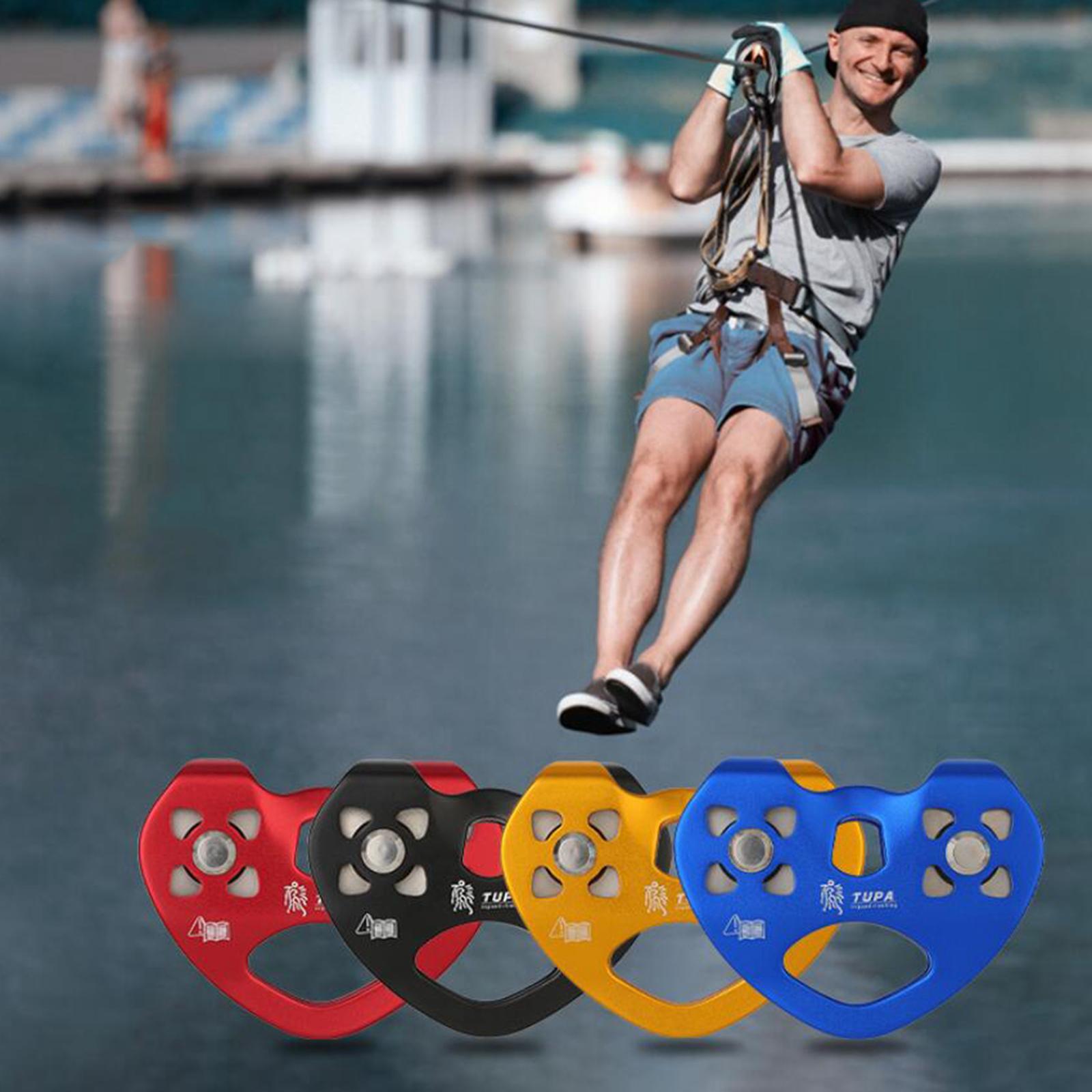 25KN Mountaineering Rock Climbing Zip Line Wire Cable Trolley Pulley Black