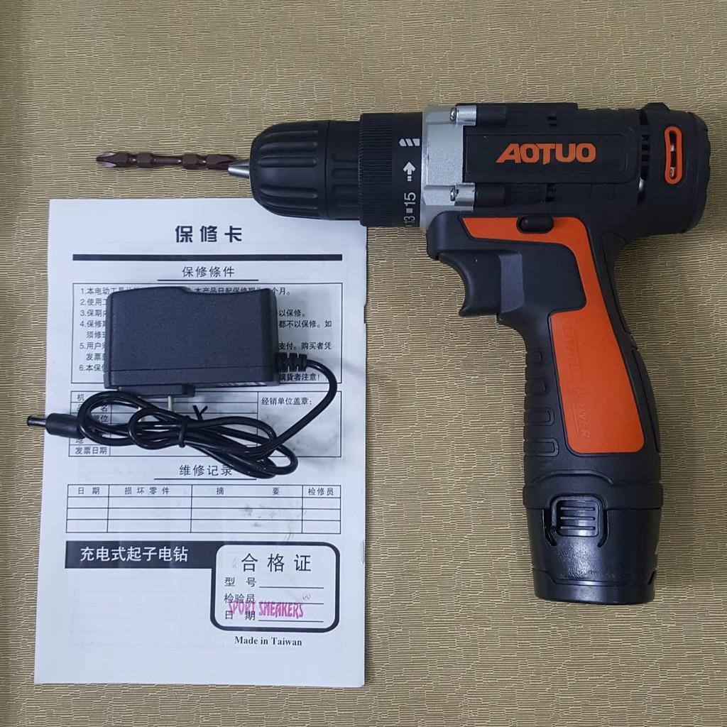 MÁY KHOAN, BẮT VÍT 2 CHIỀU AOTUO DÙNG PIN 12V