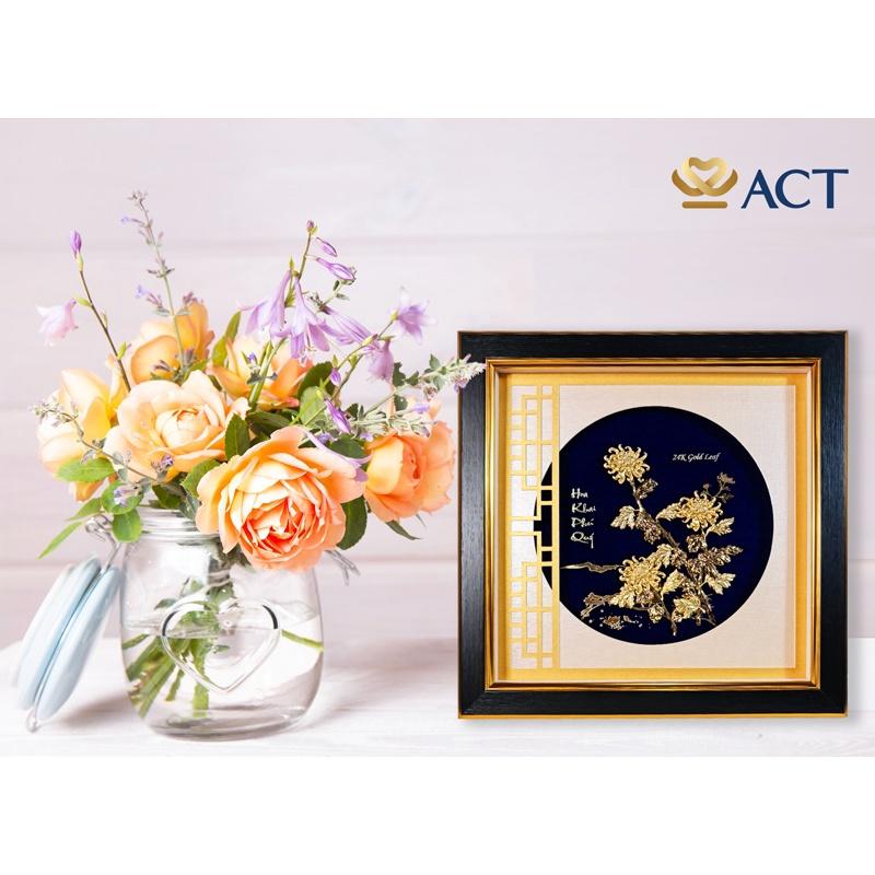 Quà tặng Tranh Hoa Cúc dát vàng 24k ACT GOLD ISO 9001:2015