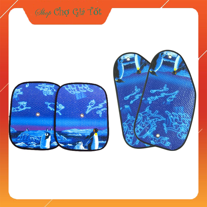 Bộ 4 tấm che chắn nắng cho cửa sổ ô tô (2 tròn + 2 lá)-Họa Tiết Ngẫu Nhiên