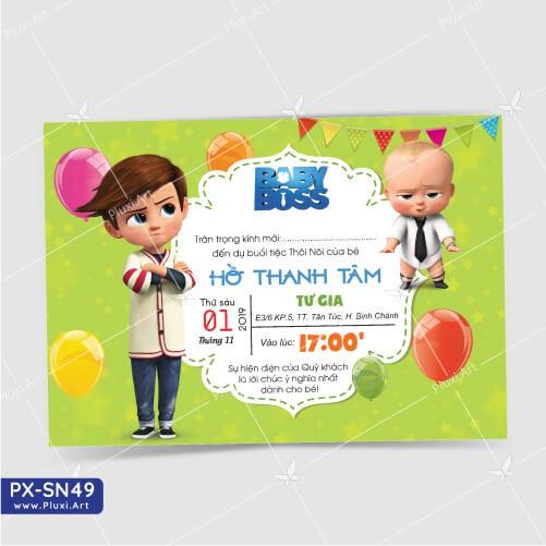 Thiệp thôi nôi – sinh nhật theo yêu cầu Pluxi