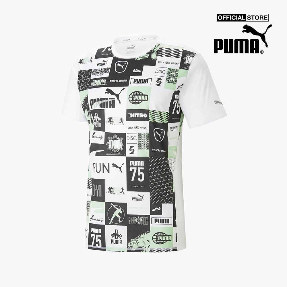PUMA - Áo thun thể thao nam cổ tròn tay ngắn Run Favourite Printed 523393-0
