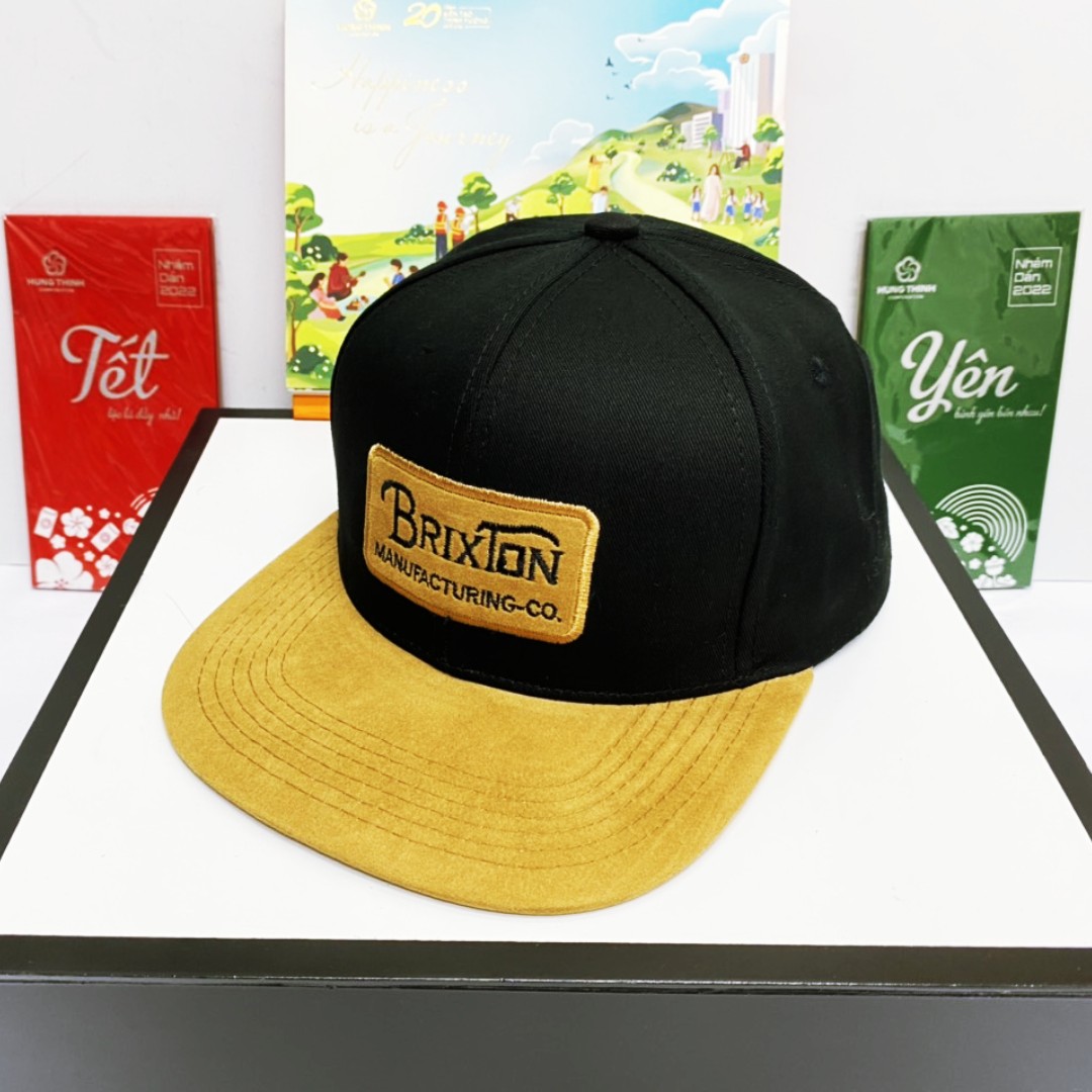 Mũ SnapBack Nam Nữ  Thêu LoGo Brixton,Mỏ Nón Phối Da Lộn Cực Chất