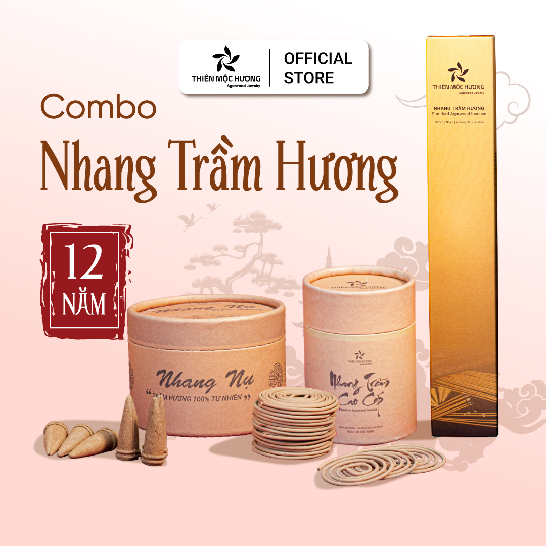 COMBO nhang trầm hương tự nhiên 12 năm - Thu hút tài lộc, đem lại may mắn - Không tẩm hóa chất, không độc hại - Thiên Mộc Hương