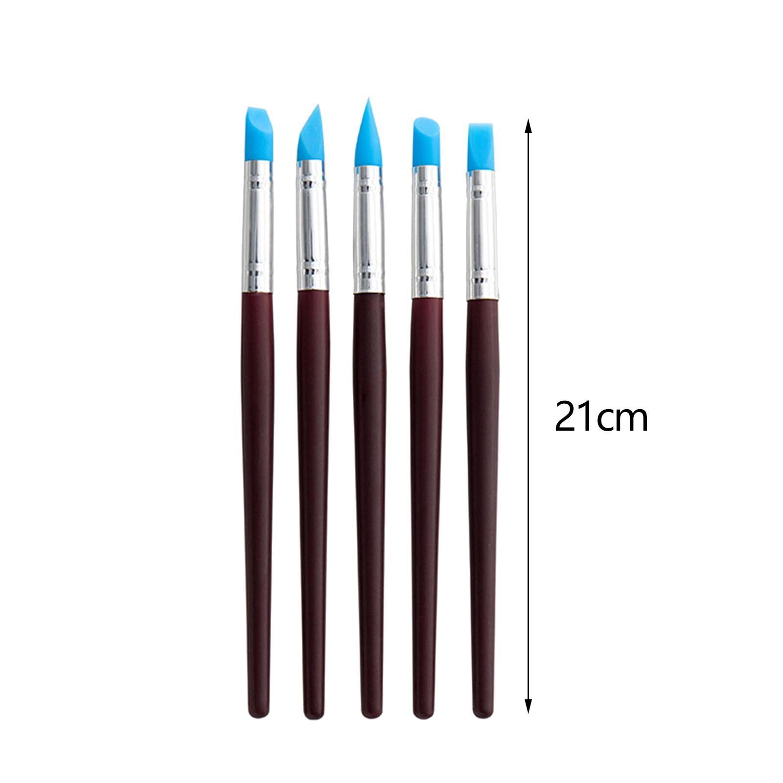 5x Polymer Clay Tools, Silicone Polymer Clay Sculpting Tools, Rubber Tip Paint Brushes Set Pottery Clay Tools for Decorating Carving Polymer