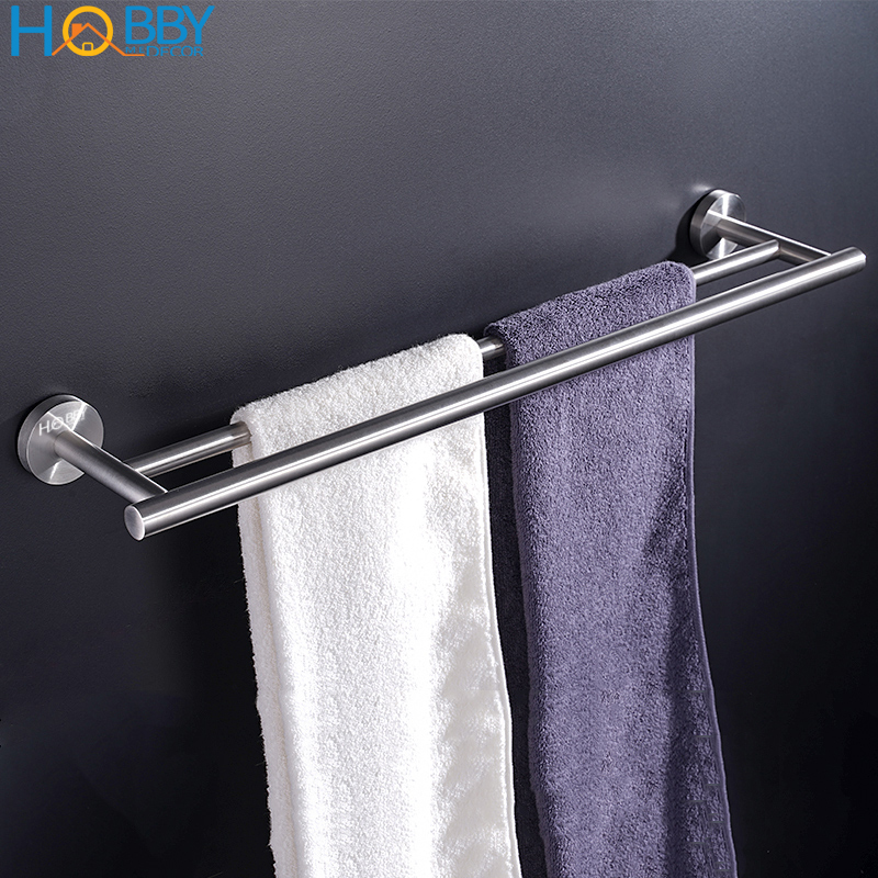 Giá treo khăn tắm quần áo có 2 thanh inox 304 Hobby Home Decor 2TT60
