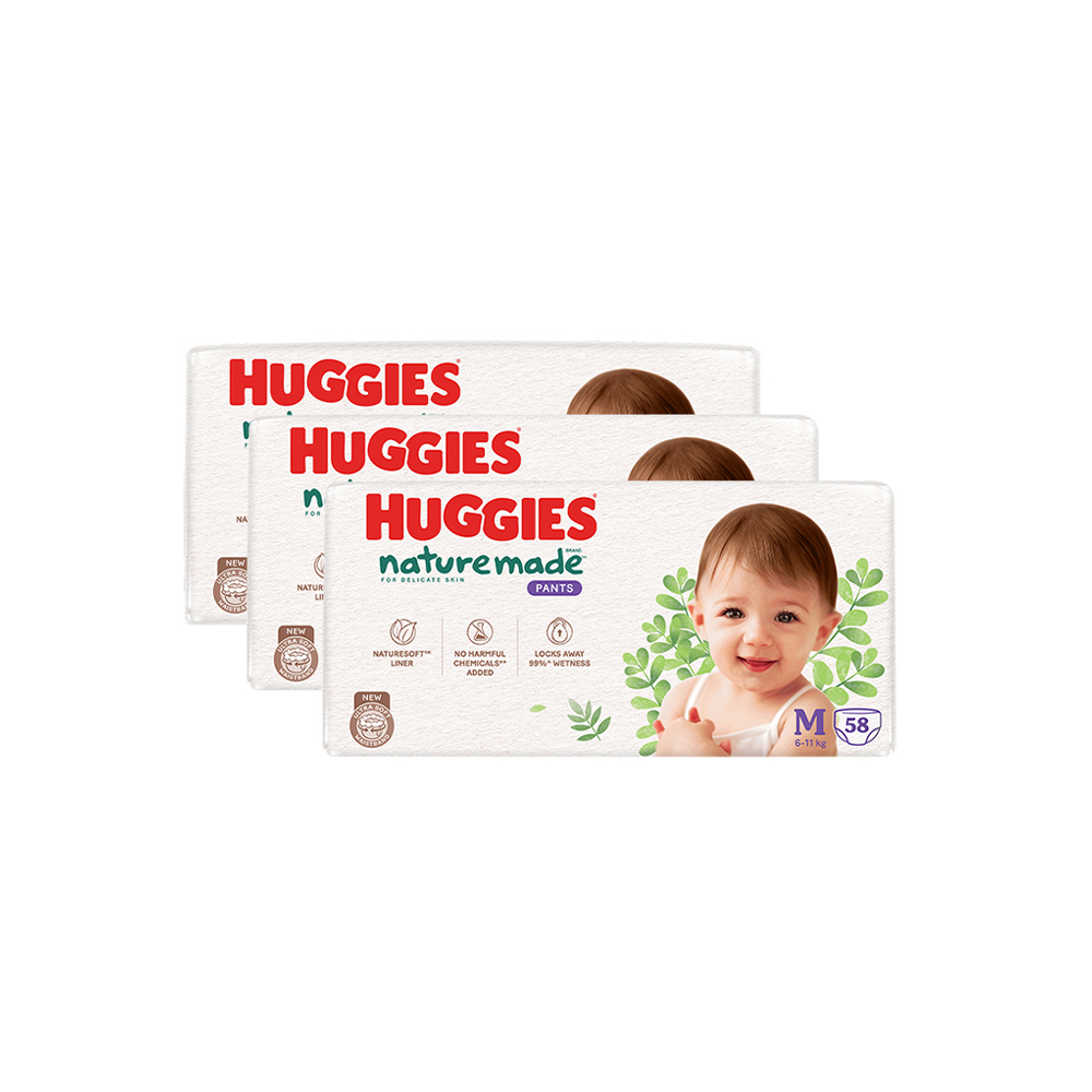 Combo 3 Tã quần Huggies Naturemade M58/L44/XL38/XXL26 miếng