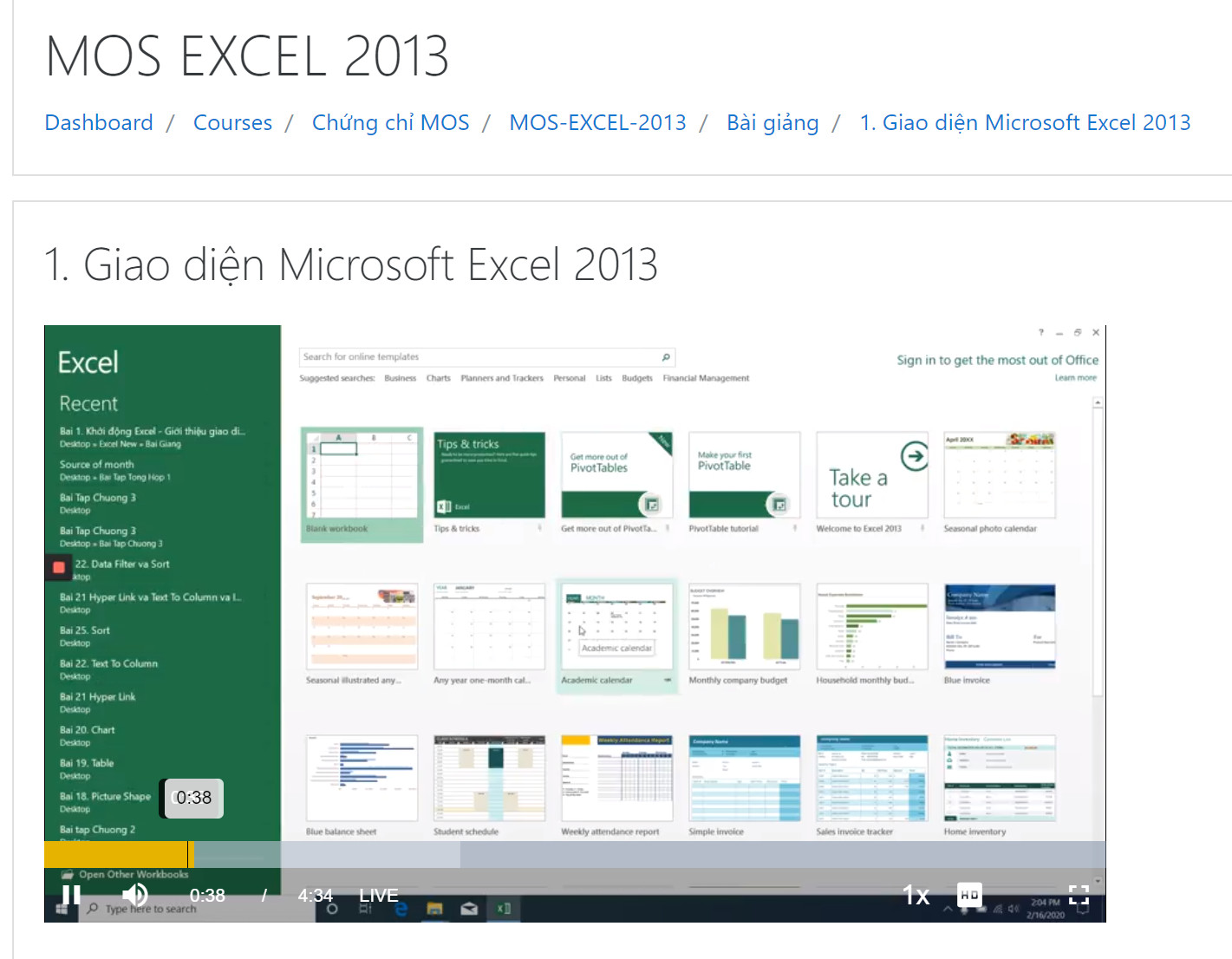 Hình ảnh Khóa học Online Luyện thi chứng chỉ MOS Excel 2013