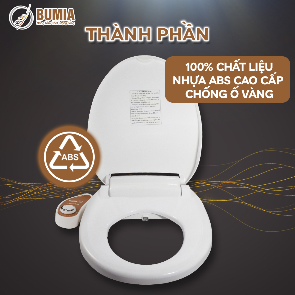 Nắp bồn cầu thông minh dùng cơ, tự rửa vệ sinh hậu môn và vệ sinh cho phụ nữ Bumia bidet, vòi xịt vệ sinh thông minh, mã sản phẩm BM-01V