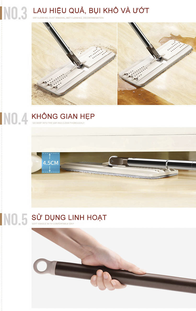 Bộ cây lau nhà thông minh kèm thùng vắt 2 ngăn Inochi BH-M200 (Size Lớn)