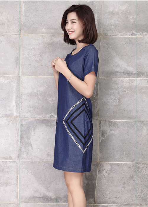 Đầm Jean Nữ Suông Phối Kiểu Cách Điệu Thời Trang