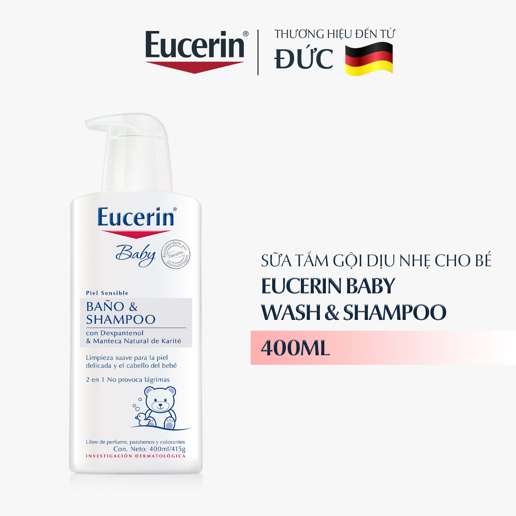 Sữa Tắm Gội Dịu Nhẹ Cho Bé Eucerin Baby Wash &amp; Shampoo 400ml