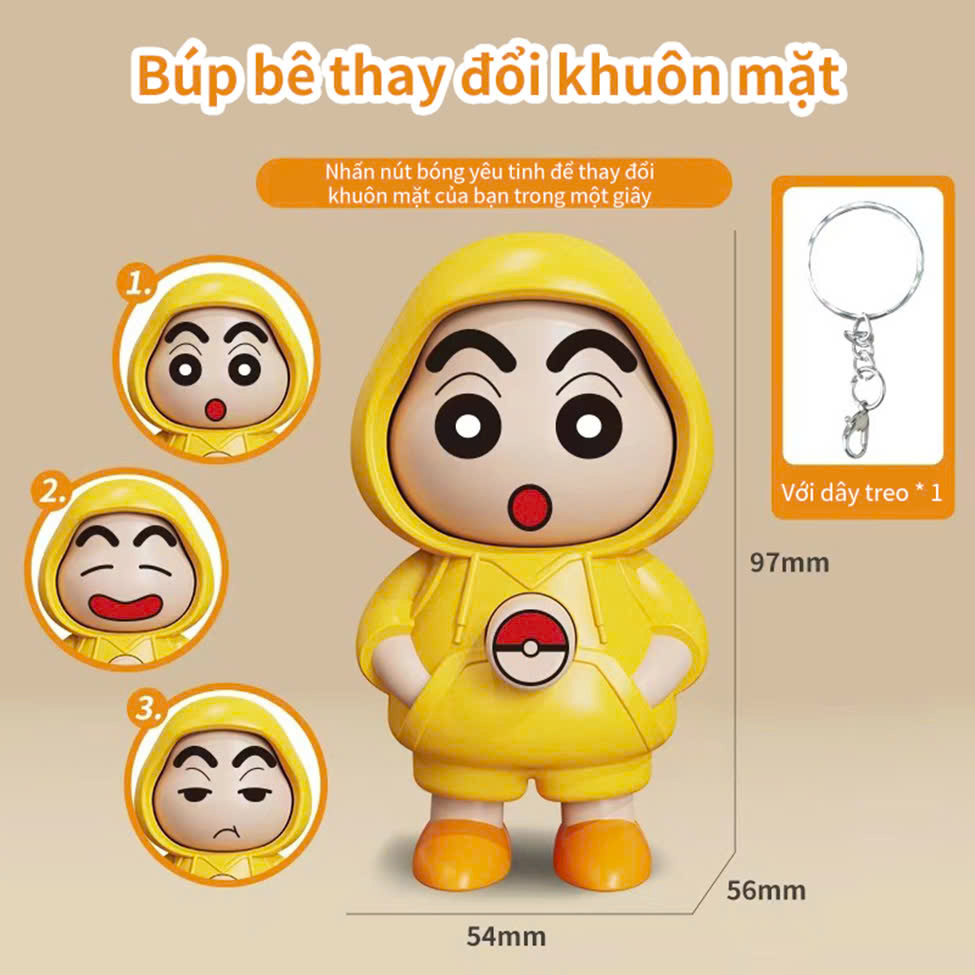 Móc Khóa Búp Bê Thay Đổi Khuôn Mặt Crayon Shin Chan Quà Tặng Vui Nhộn Hoạt Hình Dễ Thương