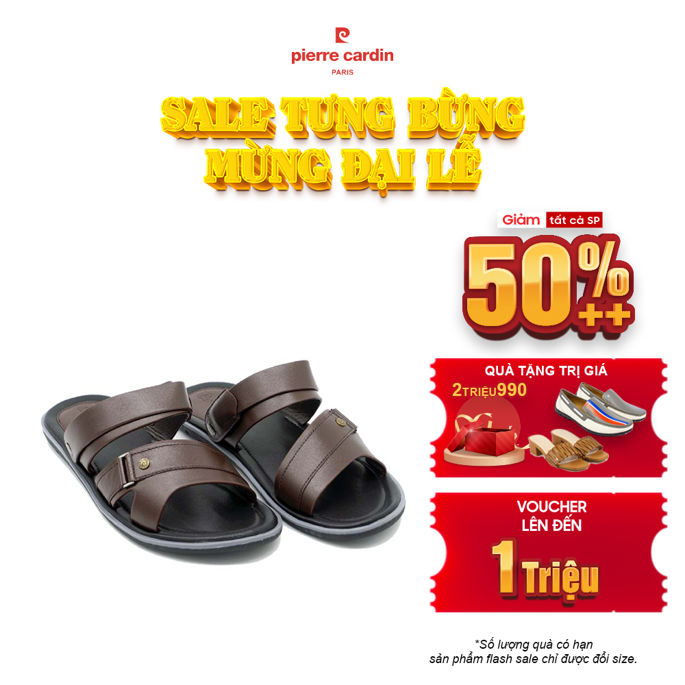 Sandal nam da bò thật Pierre Cardin PCMFWL 129, thiết kế có quai hậu, dễ mang, phù hợp với mùa hè, thoát hơi tốt