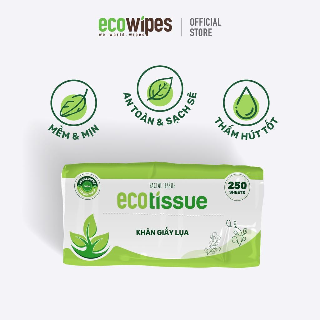 Thùng 40 gói khăn giấy lụa khăn giấy ăn rút Ecotissue gói 250 tờ thấm hút tốt mềm mịn an toàn sạch sẽ