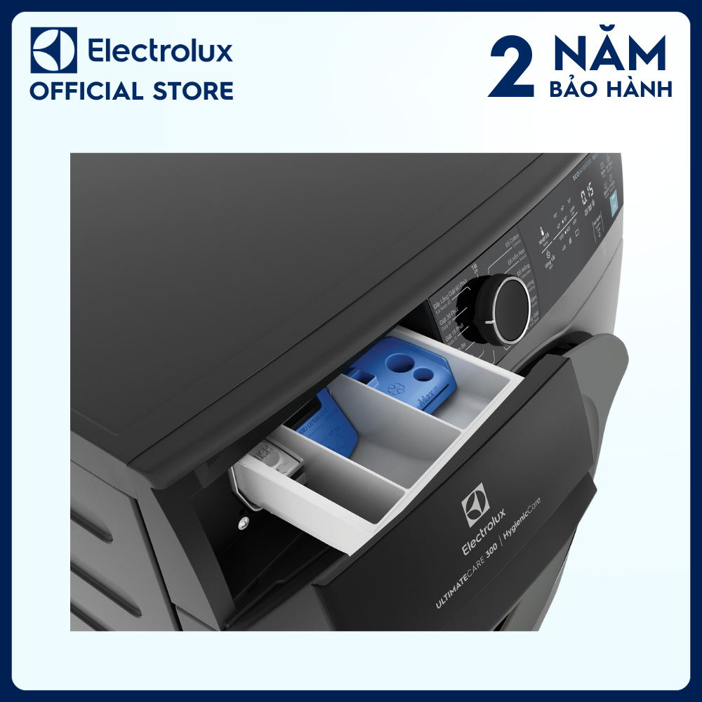 Máy giặt cửa ngang Electrolux 10kg UltimateCare 300 EWF1024M3SB - Xám đen Onyx diệt 99.9% vi khuẩn, giảm dị ứng, Tiết kiệm điện
